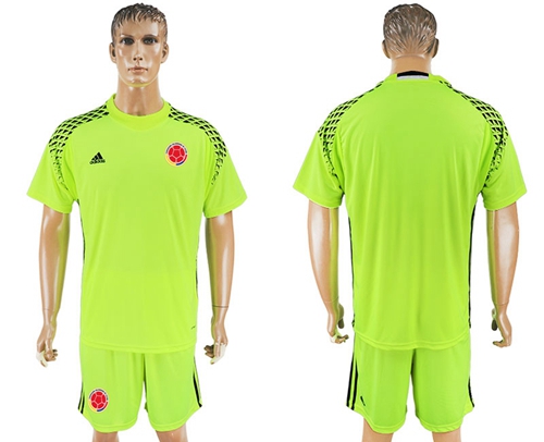 Colombia Blank Shiny Green Goalkeeper Soccer Country Jersey - Click Image to Close